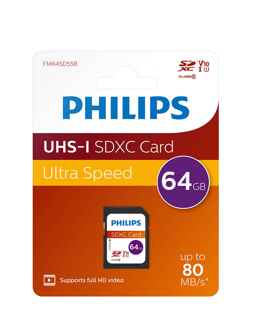 Philips SDXC Card 64GB Class 10 UHS-I U1 - westbasedirect.com