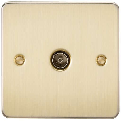 Knightsbridge FP0100BB Flat Plate 1G TV Outlet (Non-Isolated) - Brushed Brass - westbasedirect.com