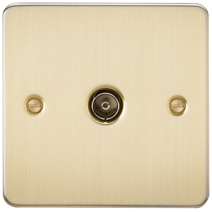 Knightsbridge FP0100BB Flat Plate 1G TV Outlet (Non-Isolated) - Brushed Brass - westbasedirect.com