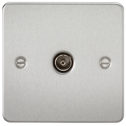 Knightsbridge FP0100BC Flat Plate 1G TV Outlet (Non-Isolated) - Brushed Chrome - westbasedirect.com