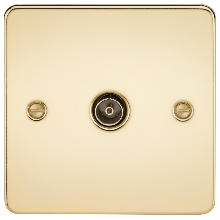 Knightsbridge FP0100PB Flat Plate 1G TV Outlet (Non-Isolated) - Polished Brass - westbasedirect.com