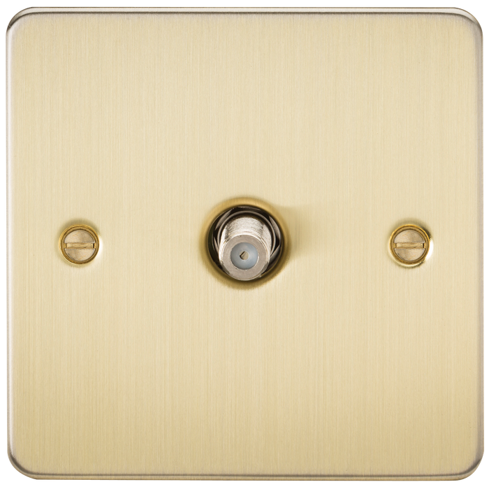 Knightsbridge FP0150BB Flat Plate 1G SAT TV Outlet (Non-Isolated) - Brushed Brass - westbasedirect.com
