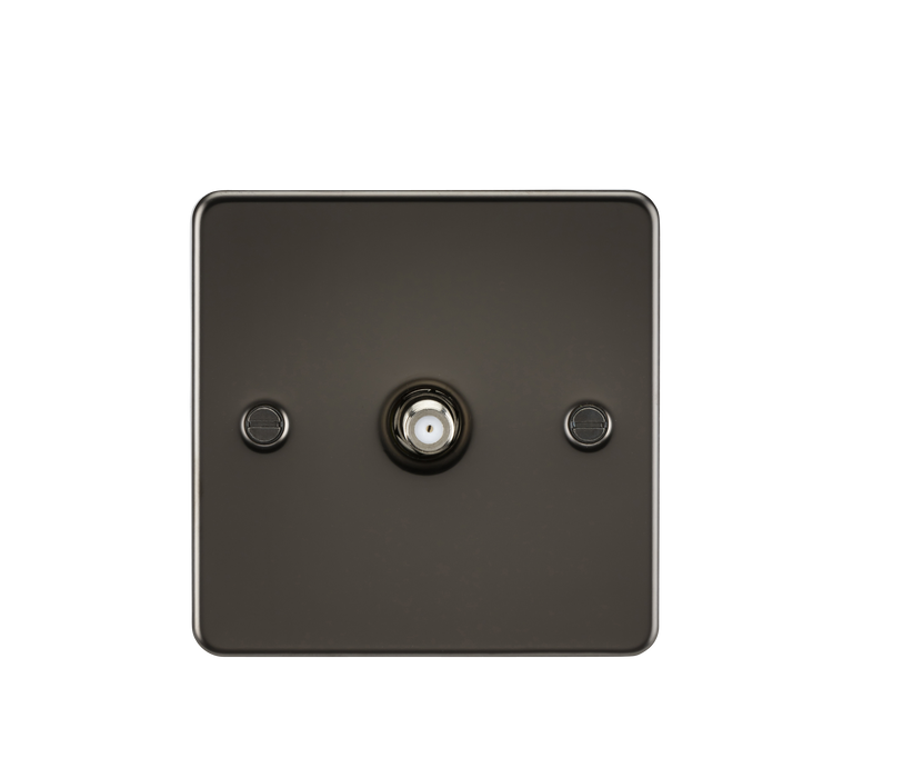 Knightsbridge FP0150GM Flat Plate 1G SAT TV Outlet (Non-Isolated) - Gunmetal - westbasedirect.com