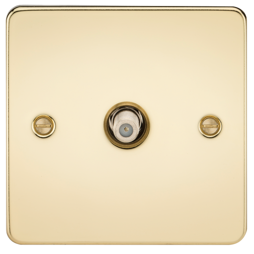 Knightsbridge FP0150PB Flat Plate 1G SAT TV Outlet (Non-Isolated) - Polished Brass - westbasedirect.com