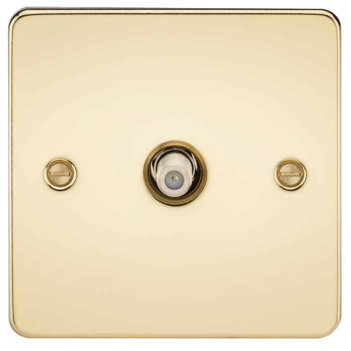 Knightsbridge FP0150PB Flat Plate 1G SAT TV Outlet (Non-Isolated) - Polished Brass - westbasedirect.com
