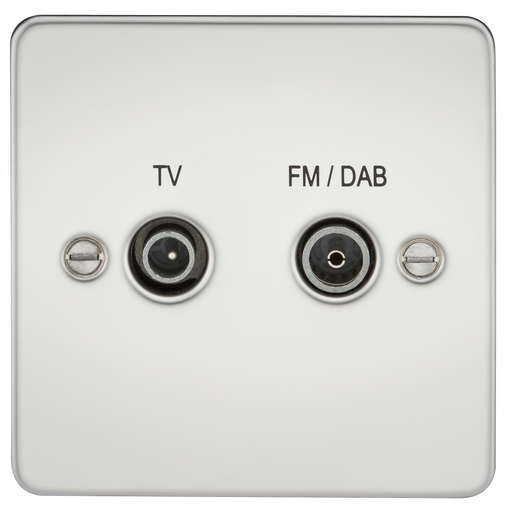 Knightsbridge FP0160PC Flat Plate Screened Diplex Outlet (TV & FM DAB) - Polished Chrome - westbasedirect.com