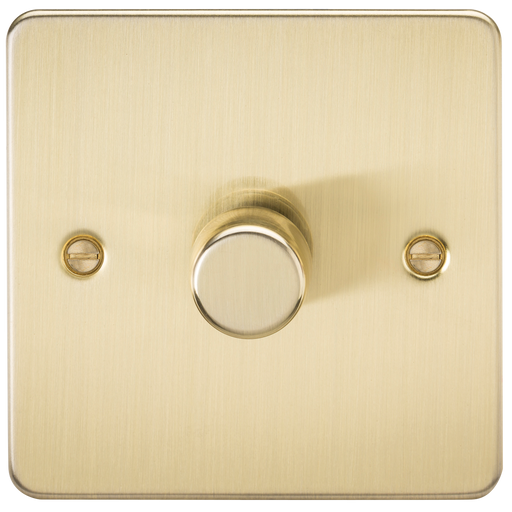 Knightsbridge FP2181BB Flat Plate 1G 2 Way 10-200W (5-150W LED) Trailing Edge Dimmer - Brushed Brass - westbasedirect.com