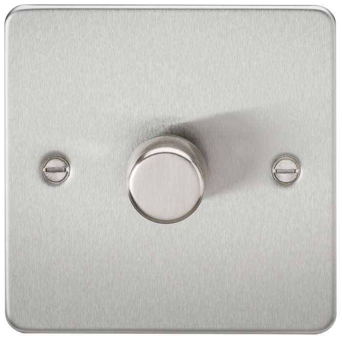 Knightsbridge FP2181BC Flat Plate 1G 2 Way 10-200W (5-150W LED) Trailing Edge Dimmer - Brushed Chrome - westbasedirect.com