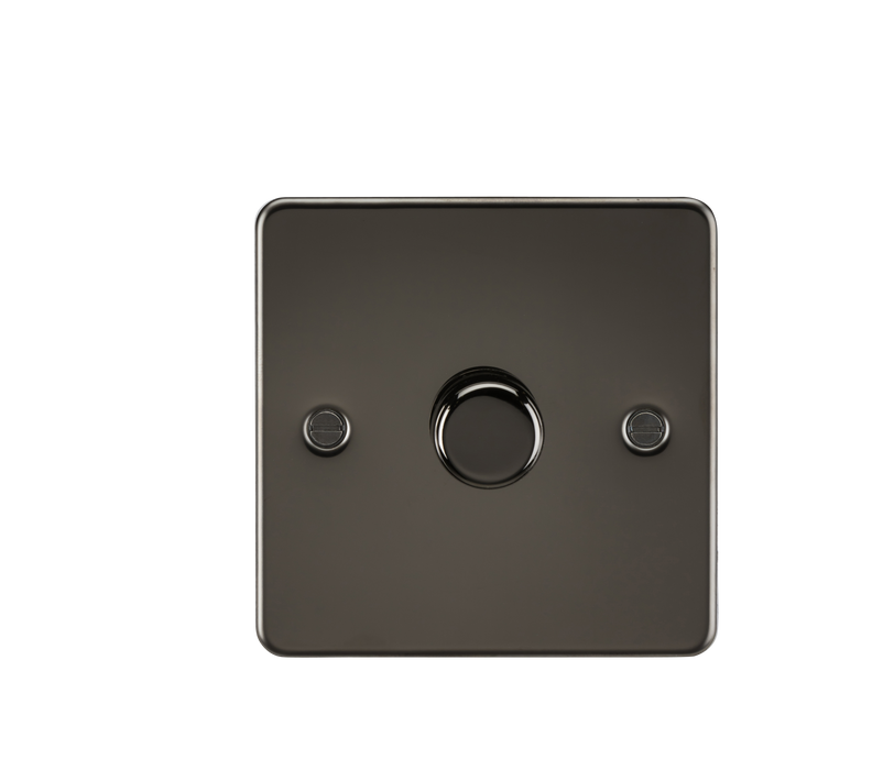 Knightsbridge FP2181GM Flat Plate 1G 2 Way 10-200W (5-150W LED) Trailing Edge Dimmer - Gunmetal - westbasedirect.com