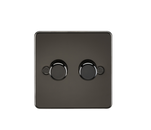 Knightsbridge FP2182GM Flat Plate 2G 2 Way 10-200W (5-150W LED) Trailing Edge Dimmer - Gunmetal - westbasedirect.com