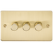 Knightsbridge FP2183BB Flat Plate 3G 2 Way 10-200W (5-150W LED) Trailing Edge Dimmer - Brushed Brass - westbasedirect.com