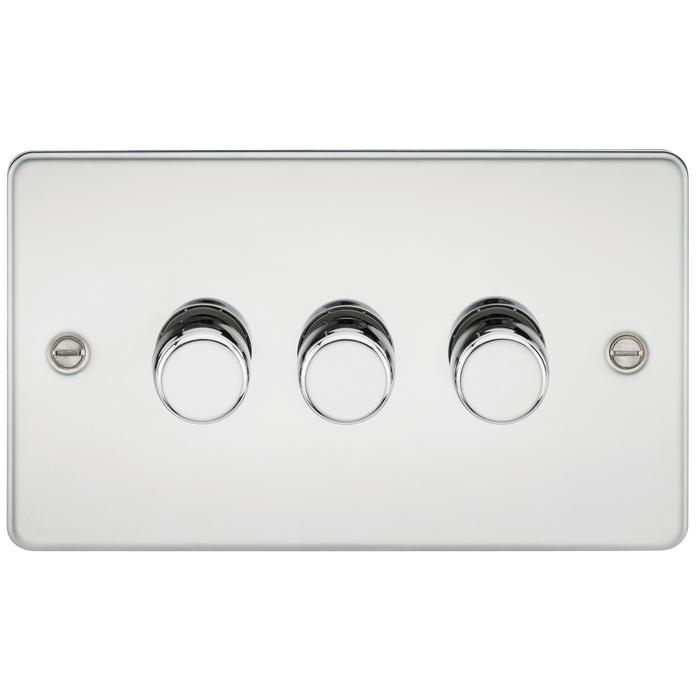 Knightsbridge FP2183PC Flat Plate 3G 2 Way 10-200W (5-150W LED) Trailing Edge Dimmer - Polished Chrome - westbasedirect.com