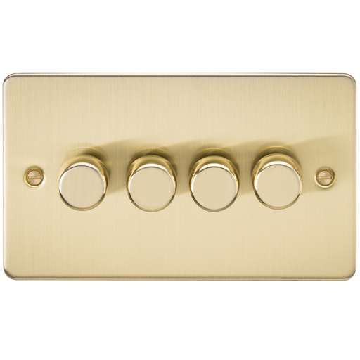 Knightsbridge FP2184BB Flat Plate 4G 2 Way 10-200W (5-150W LED) Trailing Edge Dimmer - Brushed Brass - westbasedirect.com