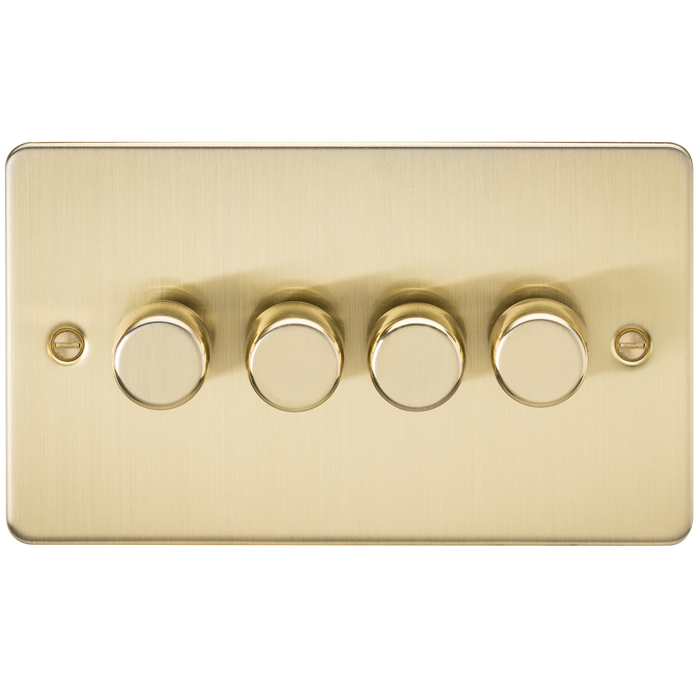 Knightsbridge FP2184BB Flat Plate 4G 2 Way 10-200W (5-150W LED) Trailing Edge Dimmer - Brushed Brass - westbasedirect.com