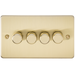 Knightsbridge FP2184BB Flat Plate 4G 2 Way 10-200W (5-150W LED) Trailing Edge Dimmer - Brushed Brass - westbasedirect.com