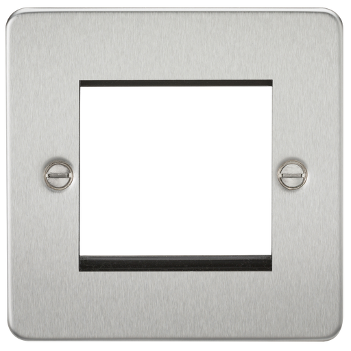 Knightsbridge FP2GBC Flat Plate 2G Modular Faceplate - Brushed Chrome - westbasedirect.com