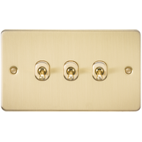 Knightsbridge FP3TOGBB Flat Plate 10AX 3G 2-Way Toggle Switch - Brushed Brass