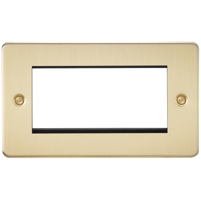 Knightsbridge FP4GBB Flat Plate 4G Modular Faceplate - Brushed Brass - westbasedirect.com