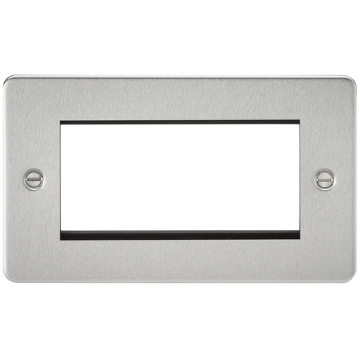 Knightsbridge FP4GBC Flat Plate 4G Modular Faceplate - Brushed Chrome - westbasedirect.com