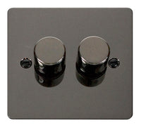 Click Define FPBN152 Flat Plate 2-Gang 2-Way 400W Dimmer Switch - Black Nickel