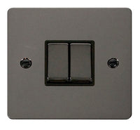 Click Define FPBN412BK Flat Plate 10AX Ingot 2-Gang 2-Way Plate Switch - Black Nickel (Black)