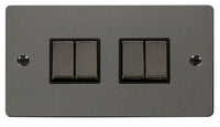 Click Define FPBN414BK Flat Plate 10AX Ingot 4-Gang 2-Way Plate Switch - Black Nickel (Black)