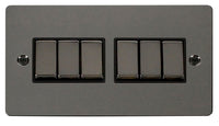 Click Define FPBN416BK Flat Plate 10AX Ingot 6-Gang 2-Way Plate Switch - Black Nickel (Black)