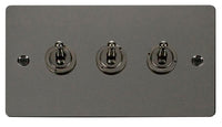 Click Define FPBN423 Flat Plate 10AX 3-Gang 2-Way Toggle Plate Switch - Black Nickel