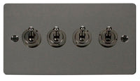 Click Define FPBN424 Flat Plate 10AX 4-Gang 2-Way Toggle Plate Switch - Black Nickel