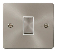 Click Define FPBS411WH Flat Plate 10AX Ingot 1-Gang 2-Way Plate Switch - Brushed Stainless (White)