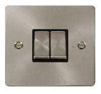 Click Define FPBS412BK Flat Plate 10AX Ingot 2-Gang 2-Way Plate Switch - Brushed Stainless (Black)