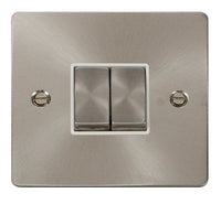 Click Define FPBS412WH Flat Plate 10AX Ingot 2-Gang 2-Way Plate Switch - Brushed Stainless (White)