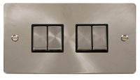 Click Define FPBS414BK Flat Plate 10AX Ingot 4-Gang 2-Way Plate Switch - Brushed Stainless (Black)