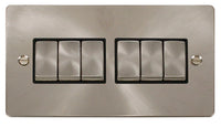 Click Define FPBS416BK Flat Plate 10AX Ingot 6-Gang 2-Way Plate Switch - Brushed Stainless (Black)