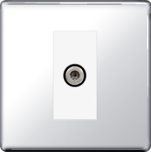 FPC64 Flatplate Screwless 1 Gang Satellite Socket Polished Chrome