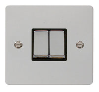 Click Define FPCH412BK Flat Plate 10AX Ingot 2-Gang 2-Way Plate Switch - Polished Chrome (Black)