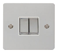 Click Define FPCH412WH Flat Plate 10AX Ingot 2-Gang 2-Way Plate Switch - Polished Chrome (White)