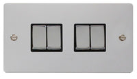 Click Define FPCH414BK Flat Plate 10AX Ingot 4-Gang 2-Way Plate Switch - Polished Chrome (Black)