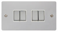 Click Define FPCH414WH Flat Plate 10AX Ingot 4-Gang 2-Way Plate Switch - Polished Chrome (White)