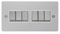 Click Define FPCH416WH Flat Plate 10AX Ingot 6-Gang 2-Way Plate Switch - Polished Chrome (White)