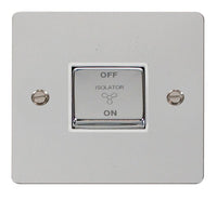 Click Define FPCH520WH Flat Plate 10A Ingot 3 Pole Fan Isolation Plate Switch - Polished Chrome (White)