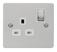 Click Define FPCH535WH Flat Plate 13A Ingot 1G DP Switched Socket - Polished Chrome (White)