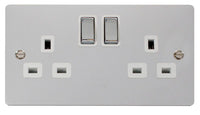 Click Define FPCH536WH Flat Plate 13A Ingot 2G DP Switched Socket - Polished Chrome (White)