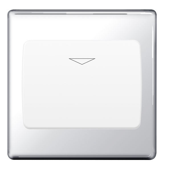 BG FPCKYCSW Flatplate Screwless Hotel Key Card Switch 16A - Grey Insert - Polished Chrome
