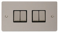 Click Define FPPN414BK Flat Plate 10AX Ingot 4-Gang 2-Way Plate Switch - Pearl Nickel (Black)