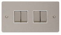 Click Define FPPN414WH Flat Plate 10AX Ingot 4-Gang 2-Way Plate Switch - Pearl Nickel (White)