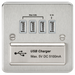 Knightsbridge FPQUADBCG Flat Plate Quad USB Charger - Brushed Chrome + Grey Insert - westbasedirect.com
