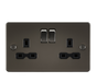 Knightsbridge FPR9000GM Flat Plate 13A 2G DP Switch Socket - Gunmetal + Black Insert - westbasedirect.com