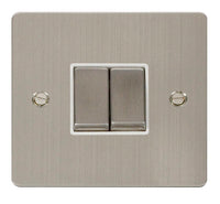 Click Define FPSS412WH Flat Plate 10AX Ingot 2-Gang 2-Way Plate Switch - Stainless Steel (White)