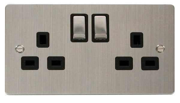 Click Define FPSS536BK Flat Plate 13A Ingot 2G DP Switched Socket - St ...